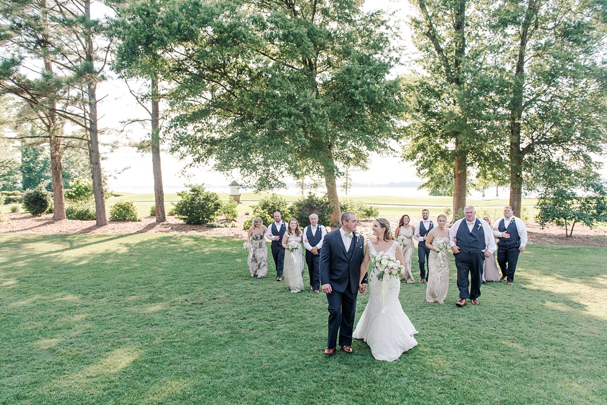 Navy and Gold themed wedding on James River
