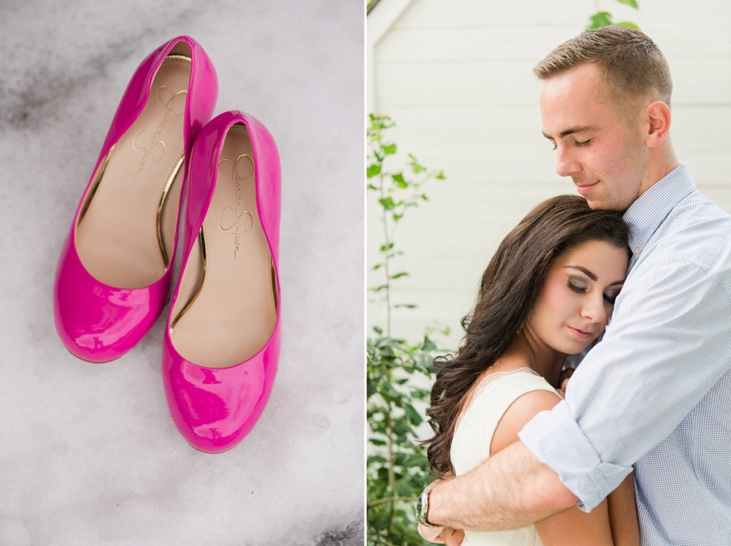 Hot pink heels in the snow dress for your portrait