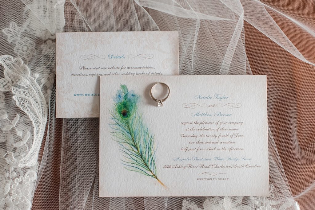 Peacock feather invitations