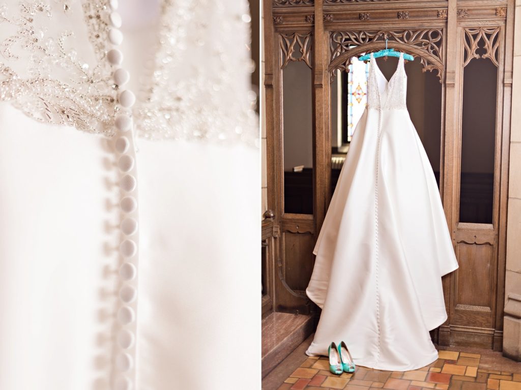 Wedding dress in gothic church