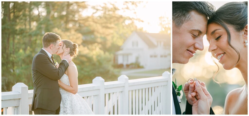 Bride and groom portrait at golden hour