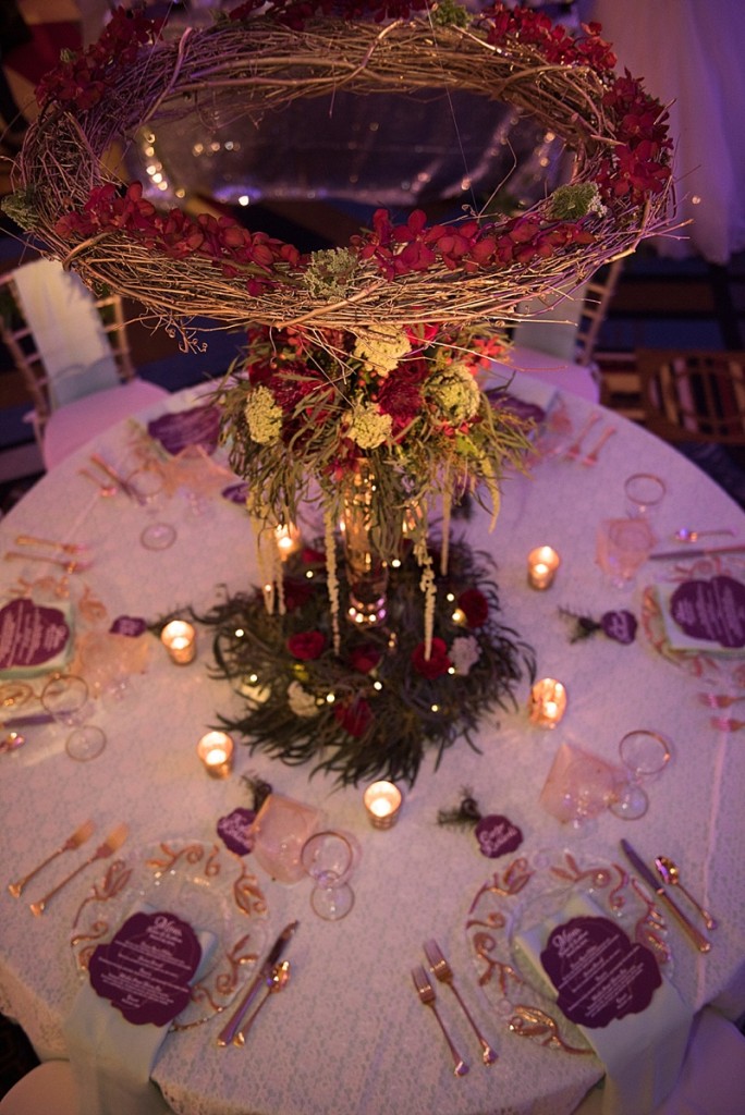 Hanging wreath fall wedding reception table hampton virginia