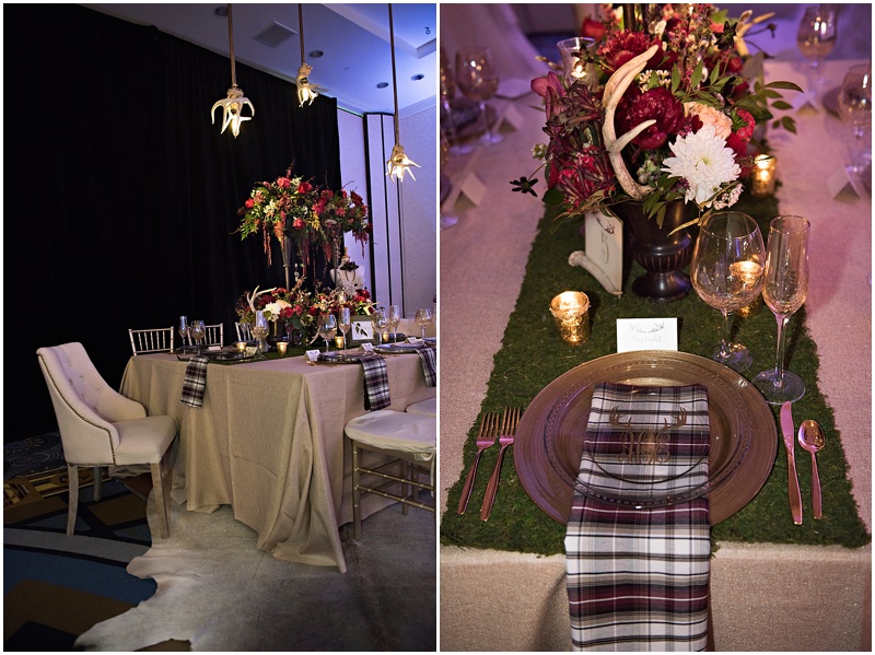 Scottish plaid wedding table with antlers