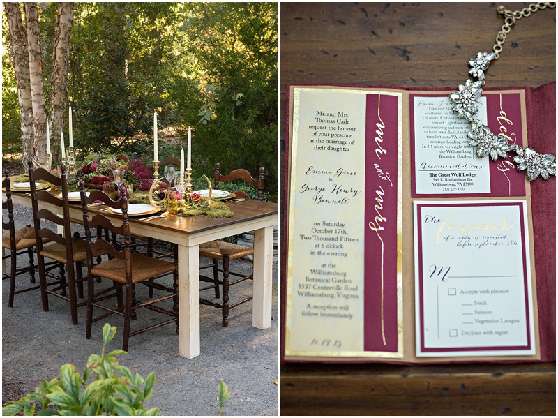 Glamour and Grace published elegant garden fall shoot in Williamsburg