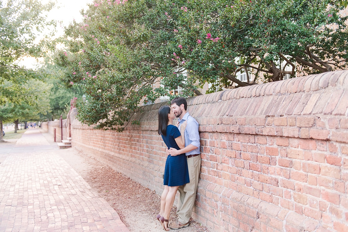 Williamsburg navy and gold engagement session william and mary alumni