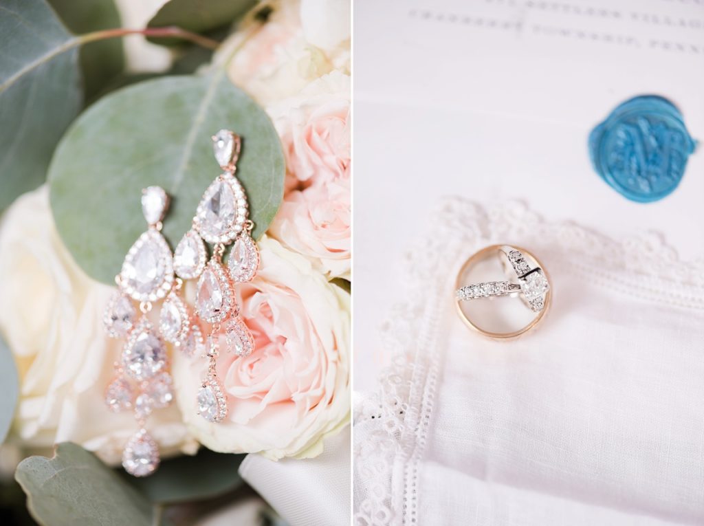 Heirloom rings and chandelier earrings