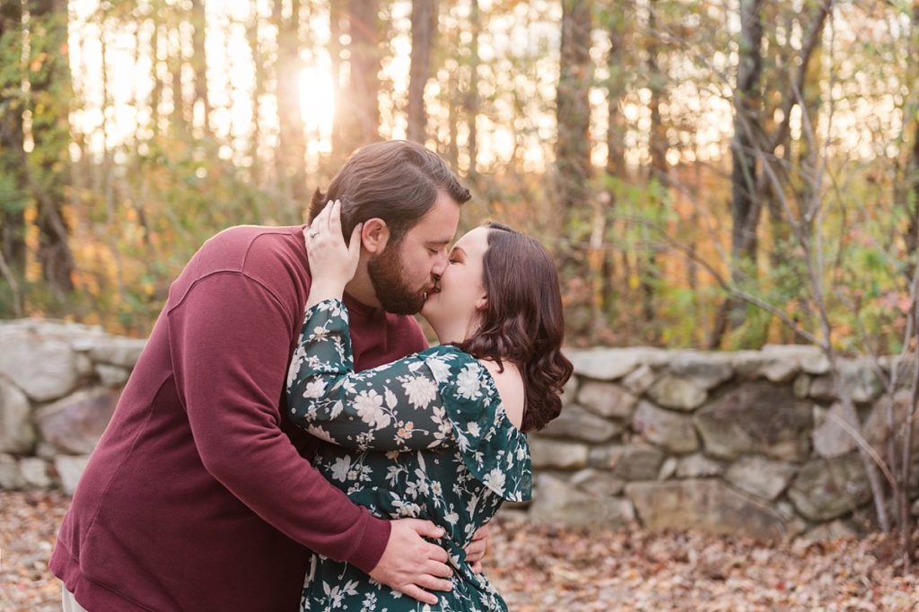 Fall Engagement Session Couple Kissing