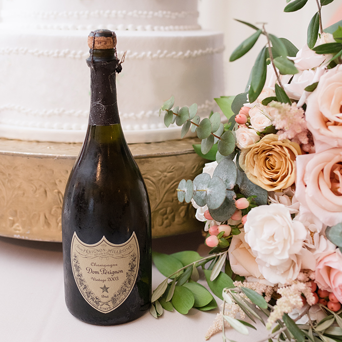 Champagne bottle at wedding