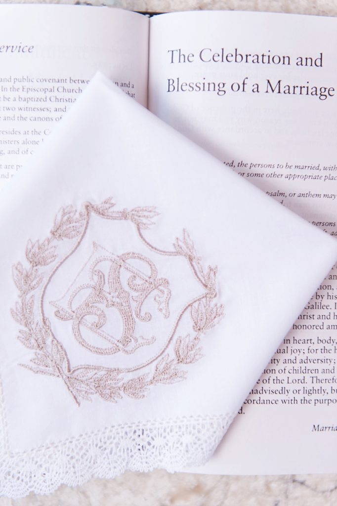 Empress Home monogramed lace handkerchief