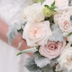 Bridal Bouquet with garden roses and lambs ear photographed by Meredith Ryncarz