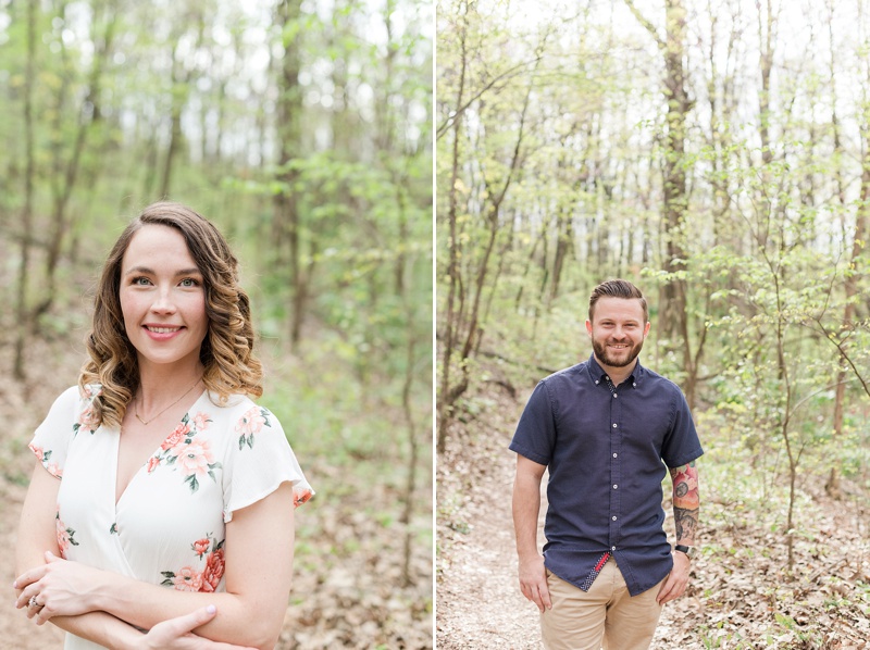 Individual portraits at engagement session for couple getting married new years day